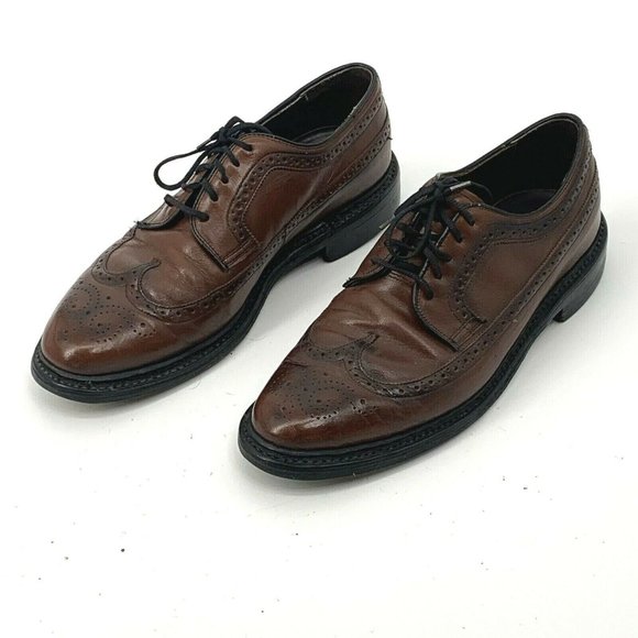 Sears VTG Long Wing Tip Dark Brown Dress Oxfords 7 - Picture 2 of 10